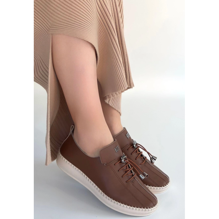 Warte Taba Deri Bağcıklı Spor Ayakkabı