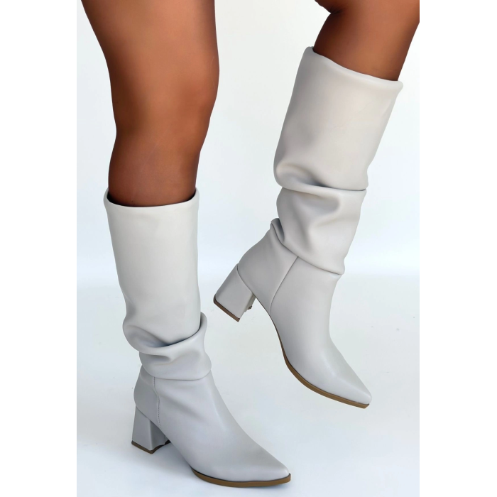 Pitay Bej Cilt Topuklu Çizme