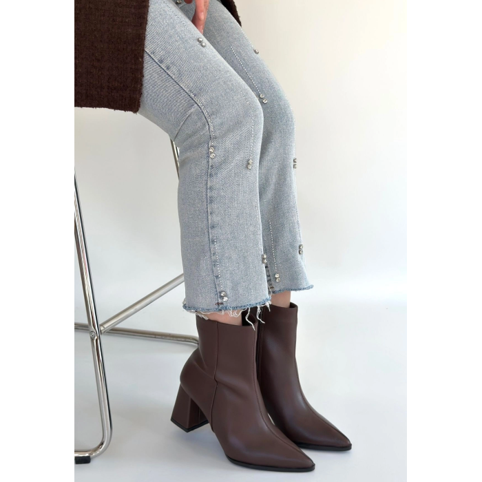 Oter Kahverengi Cilt Topuklu Bot