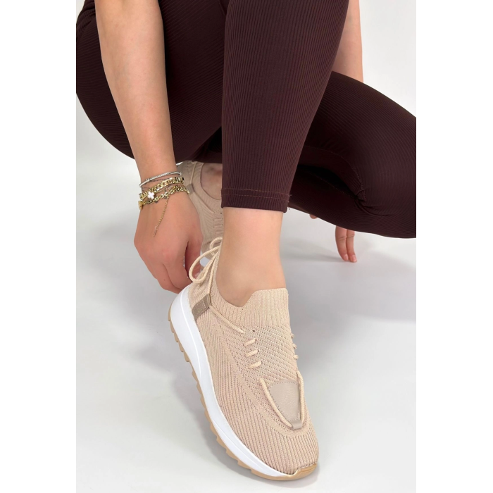 Renji Bej Triko Bağcıklı Spor Ayakkabı