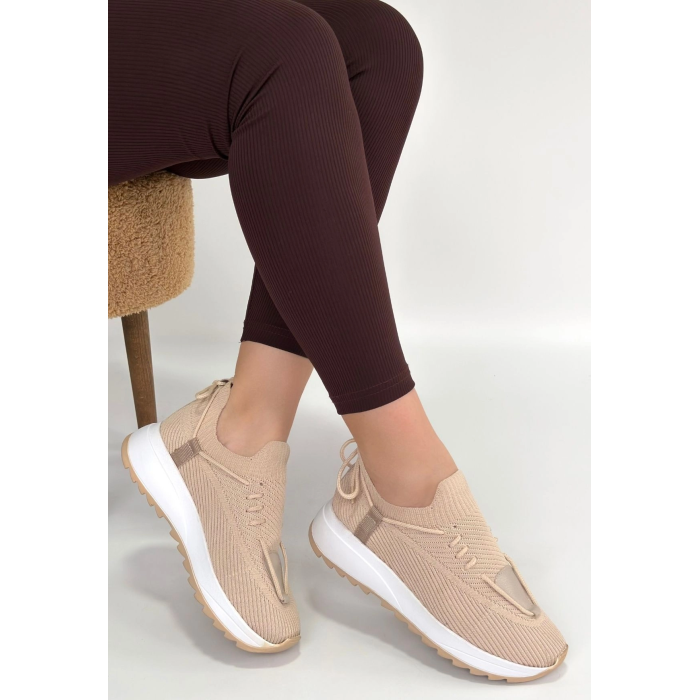 Renji Bej Triko Bağcıklı Spor Ayakkabı