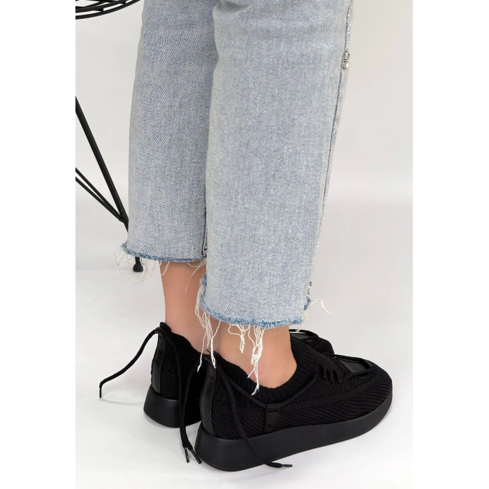 Renji Siyah Triko Bağcıklı Spor Ayakkabı