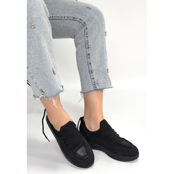 Renji Siyah Triko Bağcıklı Spor Ayakkabı