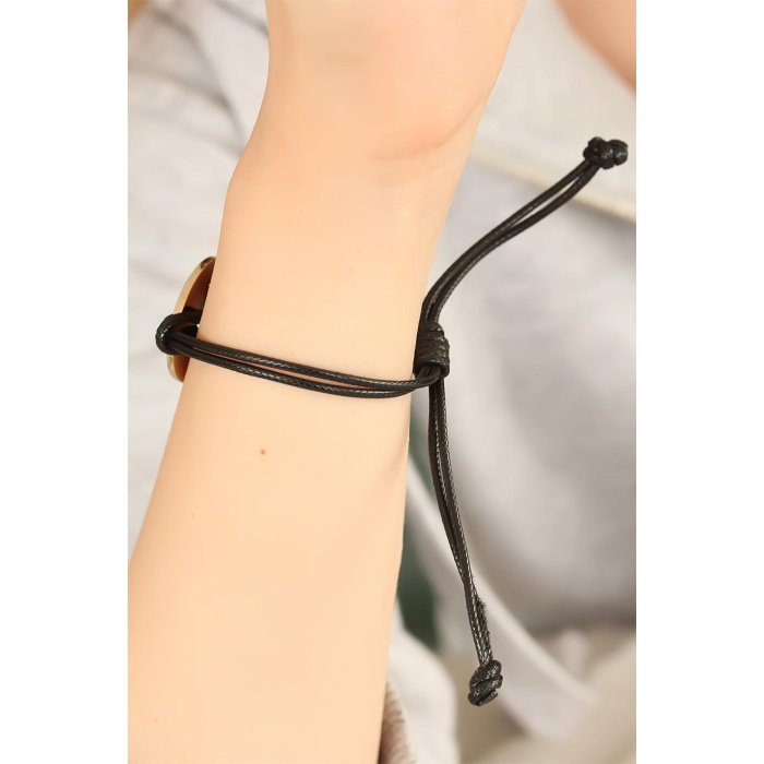 LOVE (Aşık) Siyah Deri İpli Unisex Mood Bileklik