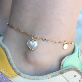 316L Çelik Gold Renk Kalp Model Kadın Halhal