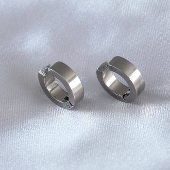 316L Çelik Gümüş Renk Sıkıştırmalı Erkek Küpe