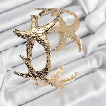 Pirinç Sıralı Deniz Yıldızı Model Gold Renk Kadın Pazu Bileklik