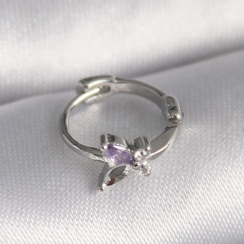 316L Çelik Gümüş Renk Zirkon Taşlı Kelebek Model Tragus Piercing