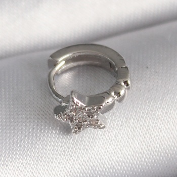 316L Çelik Gümüş Renk Zirkon Taşlı Yıldız Model Tragus Piercing