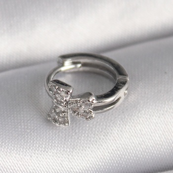 316L Çelik Gümüş Renk Zirkon Taşlı Kurdele Model Tragus Piercing