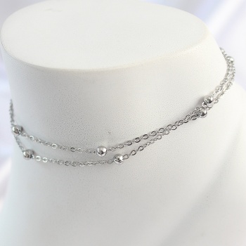 316L Çelik Gümüş Renk 2Li Topçuk Detay Zincir Model Kadın Halhal
