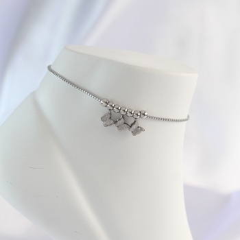 316L Çelik Gümüş Renk Minimal Kelebek Tasarımlı Halhal