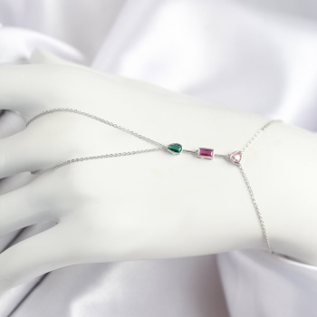 Pirinç Renkli Zirkon Taşlı Model Gümüş Renk Şahmeran