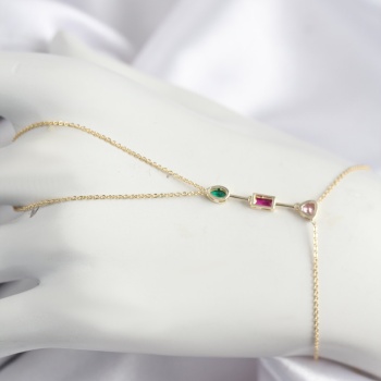 Pirinç Renkli Zirkon Taşlı Model Gold Renk Şahmeran