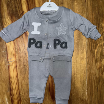 3-12 aylık üçlü kolej ceketli takım gri