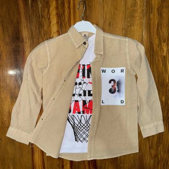 9-13 yaş tişört gömlek kombini vizon