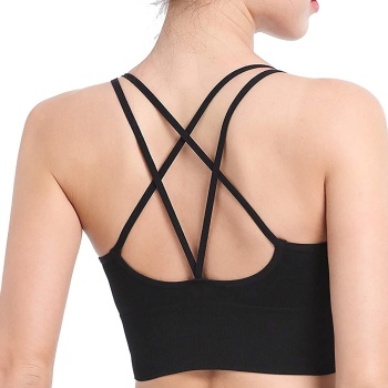 Kadın Siyah Çarpraz İpli Spor Büstiyer – Modern ve Şık Tasarım