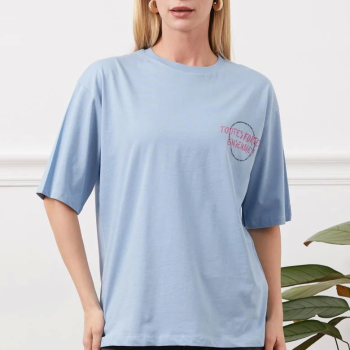 Baskılı tişört mavi