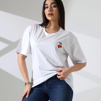 Kiraz işlemeli tişört