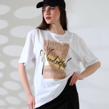 Varak baskılı imza desen tişört