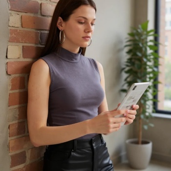 Kadın Antrasit Gri Kolsuz Balıkçı Yaka Basic Bluz