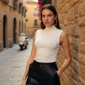 Kadın Beyaz Kolsuz Balıkçı Yaka Basic Bluz