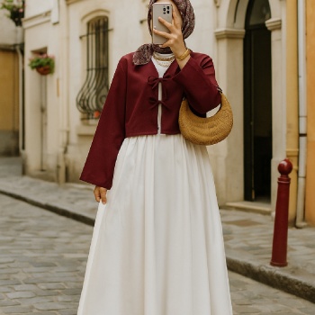 Kadın Bordo Kısa Kimono Ceket – Zarif ve Şık Kombin Parçası