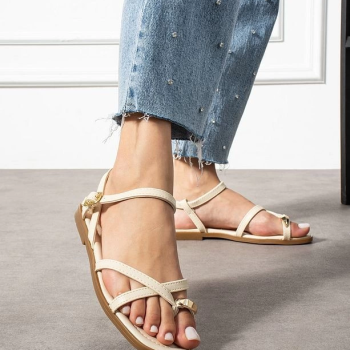 Nordi Bej Cilt Kemerli Sandalet