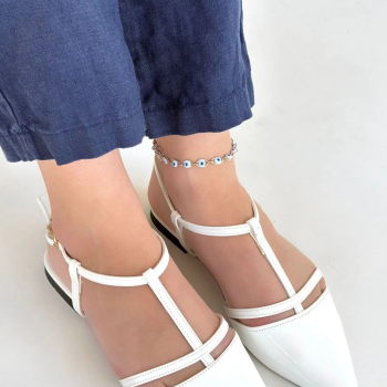 Canca Beyaz Rugan Babet Ayakkabı