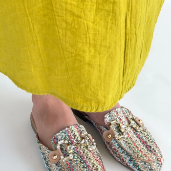 Yenda Renkli Dokumalı Terlik