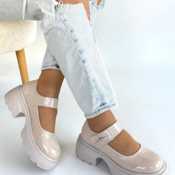 Siyat Bej Rugan Dolgu Topuk Oxford Ayakkabı