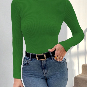 Başıkçı yaka dar kesim kaşkorse kazak yeşil w3103