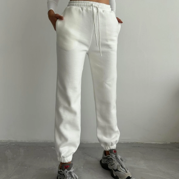 3 iplik şardonlu paça lastikli eşofman beyaz is001