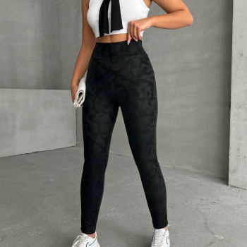 Gizli yan fermuarlı bulut desenli tayt siyah h248638