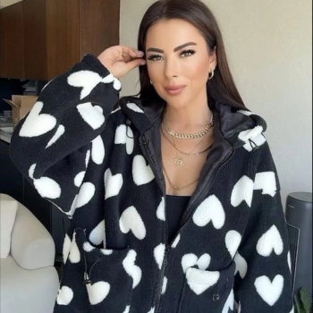 Kalpli peluş ceket içi astarlı siyahbeyaz