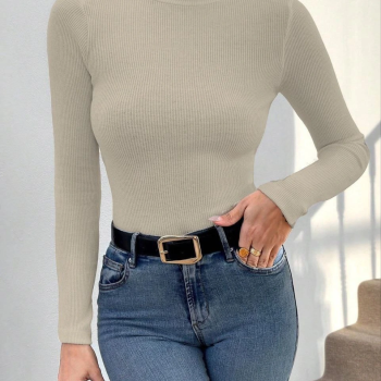 Balıkçı yaka dar kesim kaşkorse kazak bej w3103