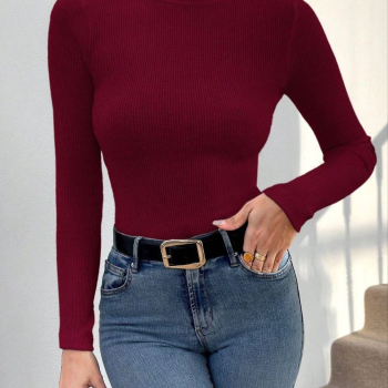 Balıkçı yaka dar kesim kaşkorse kazak bordo w3103