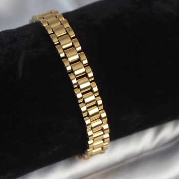 316L Çelik Gold Renk 9 mm Kalınlık Erkek Bileklik