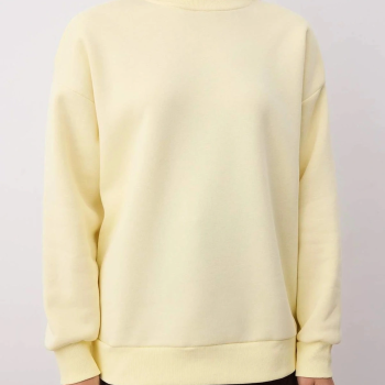 3 iplik şardonlu bisiklet yaka sweatshirt sarı