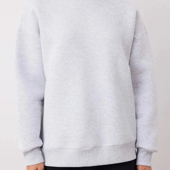 3 iplik şardonlu bisiklet yaka sweatshirt gri