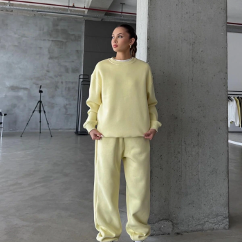 3 iplik şardonlu Lastik paça eşofman sarı p510439