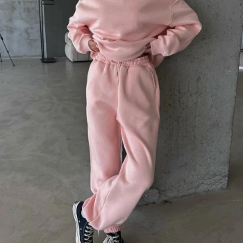 3 iplik şardonlu Lastik paça eşofman pembe p510439