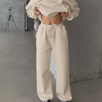 3 iplik şardonlu Lastik paça eşofman bej p510439