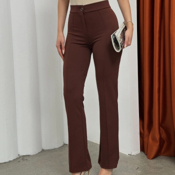 Düğmeli Palazzo pantolon kahve p170091