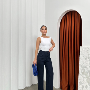 Cırtlı pantolon krep lacivert pt