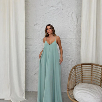 Aerobin uzun elbise çağla yeşili pt