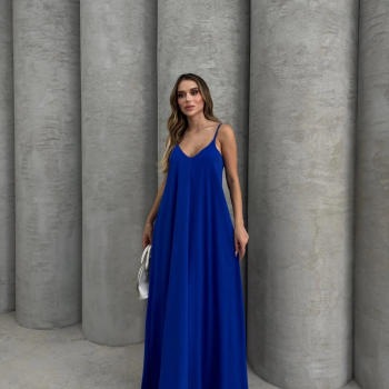 Aerobin uzun elbise saks mavisi pt