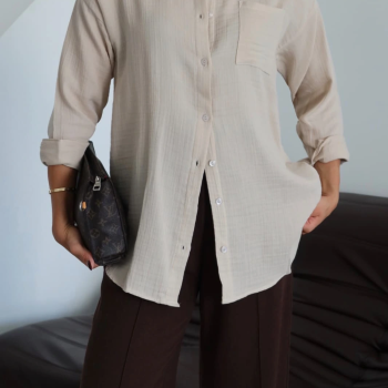 Tek cepli müslin gömlek bej pt