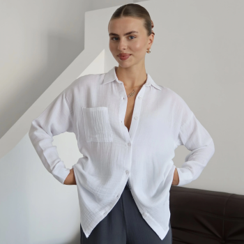 Tek cepli müslin gömlek beyaz pt