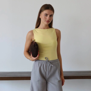 Müslin kumaş şort bağcıklı gri pt